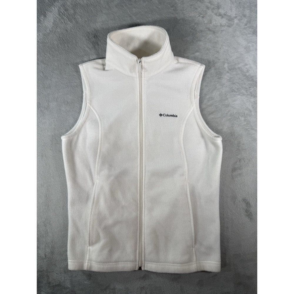 Columbia Vest Womens Medium White Benton Springs Fleece Full Zip Outdoor